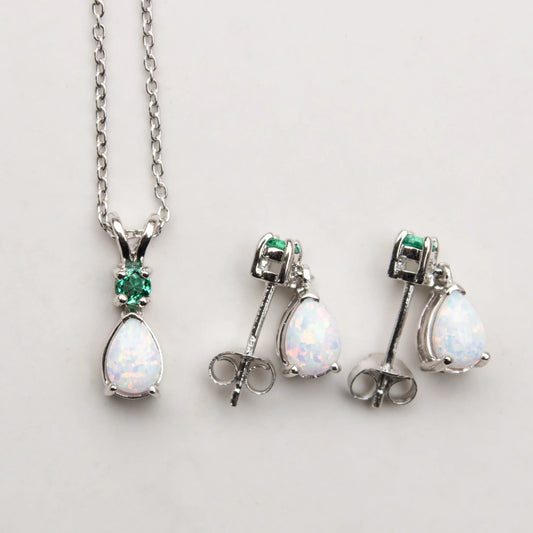 Jewelry Set for Women, Natural Pear Shaped 7X5Mm Garnet and 3Mm Natural White Topaz Pendant Necklace and Matching Pear Shaped Garnet and White Topaz Stud Earrings
